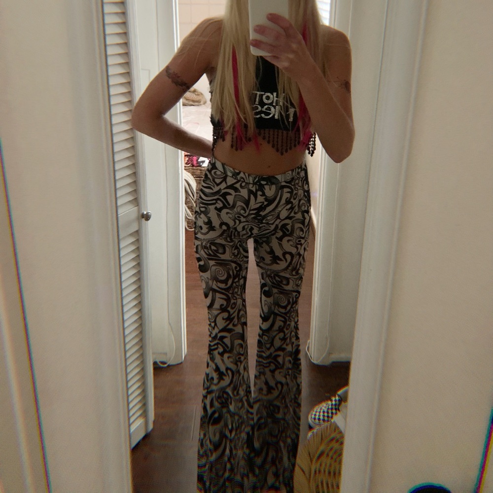 Y2K Festival Mesh Flare Pants❤️‍🔥